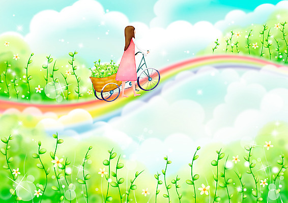 전신 PSD 식물 구름 계절 여자 꽃 길 백그라운드 무지개 꽃밭 일러스트 상상 청소년 자연 페인터 하늘 동화 수채화 한명 서기 사람 풍경 초원 야외 10대 빛 반짝임 판타지 자전거 봄 풀 언덕 꽃바구니 수제그림 건너기 구름다리 무지개다리 여자만 여자한명만 십대만 십대여자만 십대여자한명만 봄배경 국내일러스트 자연요소 1 모션 페인팅 바구니 바이크 다리_건축물 생태계 파일형식