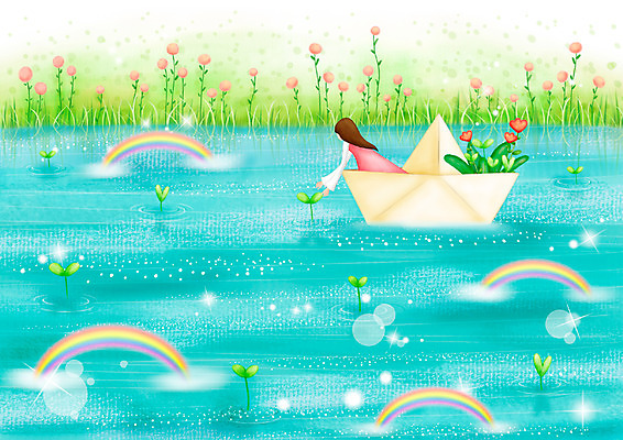 PSD 식물 계절 여자 꽃 호수 백그라운드 무지개 일러스트 상상 청소년 자연 페인터 동화 수채화 한명 사람 풍경 야외 10대 빛 반짝임 강 판타지 새싹 봄 들꽃 강가 종이배 수제그림 선박 여자만 여자한명만 십대만 십대여자만 십대여자한명만 봄배경 국내일러스트 자연요소 1 수상교통 모션 페인팅 생태계 종이접기 파일형식