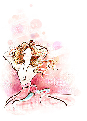 PSD 모델 라이프스타일 긴머리 드레스 계절 여자 패션 꽃 일러스트 페인터 한명 사람 20대 성인 유행 봄 화사함 여자만 여자한명만 성인여자만 청년만 청년여자만 성인한명만 청년여자한명만 성인여자한명만 성인만 국내일러스트 식물 1 헤어스타일 옷 컨셉 페인팅 청년 생활 파일형식