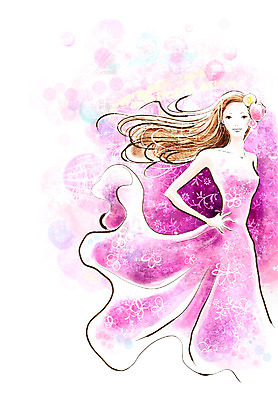 PSD 모델 라이프스타일 긴머리 드레스 계절 여자 패션 일러스트 페인터 한명 사람 20대 성인 유행 봄 자신감 화사함 여자만 여자한명만 성인여자만 청년만 청년여자만 성인한명만 청년여자한명만 성인여자한명만 성인만 국내일러스트 1 헤어스타일 옷 감정 컨셉 페인팅 청년 생활 파일형식