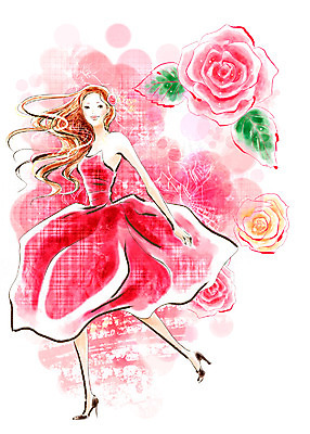 전신 PSD 모델 라이프스타일 긴머리 드레스 계절 여자 패션 꽃백그라운드 일러스트 페인터 한명 사람 20대 성인 장미 유행 걷기 봄 화사함 여자만 여자한명만 성인여자만 청년만 청년여자만 성인한명만 청년여자한명만 성인여자한명만 성인만 국내일러스트 1 헤어스타일 옷 꽃 백그라운드 컨셉 모션 페인팅 청년 생활 파일형식