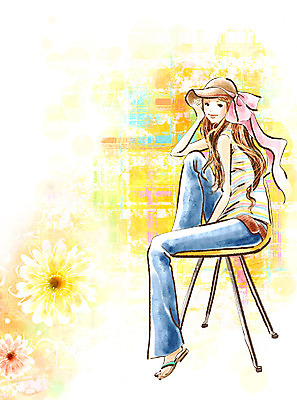 전신 PSD 모델 모자 라이프스타일 계절 여자 패션 꽃 리본 의자 꽃백그라운드 일러스트 페인터 한명 사람 20대 성인 유행 봄 청바지 데이지 여자만 여자한명만 성인여자만 청년만 청년여자만 성인한명만 청년여자한명만 성인여자한명만 성인만 국내일러스트 식물 1 잡화 가구 백그라운드 바지 페인팅 청년 생활 파일형식