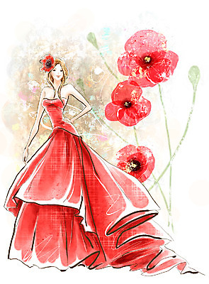 전신 PSD 모델 라이프스타일 드레스 계절 여자 패션 꽃 일러스트 페인터 한명 사람 20대 성인 빨간색 유행 봄 자신감 화사함 양귀비 여자만 여자한명만 성인여자만 청년만 청년여자만 성인한명만 청년여자한명만 성인여자한명만 성인만 국내일러스트 식물 1 옷 감정 컬러 컨셉 페인팅 청년 생활 파일형식