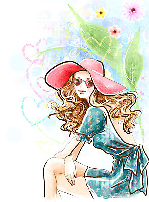 PSD 모델 모자 라이프스타일 잡화 드레스 계절 원피스 여자 패션 꽃 일러스트 페인터 한명 사람 20대 성인 선글라스 유행 봄 하트 파마 화사함 여자만 여자한명만 성인여자만 청년만 청년여자만 성인한명만 청년여자한명만 성인여자한명만 성인만 국내일러스트 모양 식물 1 헤어스타일 옷 안경 컨셉 페인팅 청년 생활 파일형식