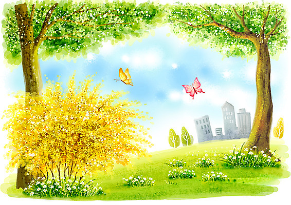 주간 PSD 나무 식물 사계절 계절 공원 공공시설 꽃 나비 백그라운드 꽃밭 일러스트 자연 페인터 하늘 수채화 풍경 잔디 초원 사람없음 야외 건물 봄 도시 풀 개나리 수제그림 봄배경 국내일러스트 자연요소 건축물 곤충 페인팅 시설 생태계 파일형식