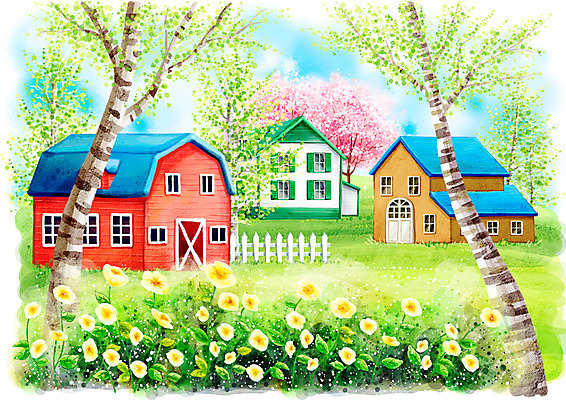 주간 PSD 나무 식물 구름 사계절 계절 꽃 백그라운드 꽃밭 일러스트 봄꽃 자연 페인터 하늘 수채화 주택 꽃나무 풍경 초원 사람없음 야외 건물 울타리 마을 봄 벚꽃 벚나무 수제그림 양귀비 봄배경 국내일러스트 자연요소 건축물 페인팅 담장 생태계 파일형식