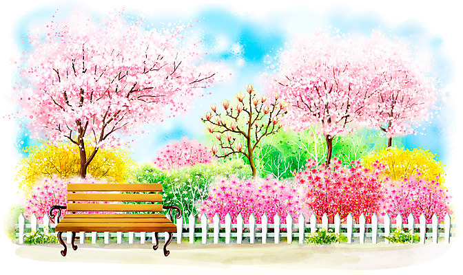 주간 PSD 나무 구름 사계절 계절 공원 공공시설 꽃 백그라운드 벤치 의자 일러스트 자연 페인터 하늘 수채화 꽃나무 풍경 사람없음 야외 울타리 봄 벚꽃 풀 벚나무 개나리 진달래 수제그림 목련 봄배경 국내일러스트 자연요소 식물 가구 페인팅 담장 시설 생태계 파일형식