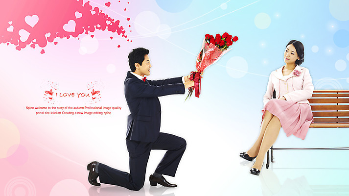 PSD 편집 편집이미지 커플 여자 남자 꽃 행복 꽃다발 프로포즈 벤치 의자 사랑 사람 앉기 20대 성인 두명 빛 청춘 물방울 표현 무릎꿇기 즐거움 공기방울 합성 청년만 성인만 이미지편집 식물 감정 가구 컨셉 관계 모션 청년 파일형식