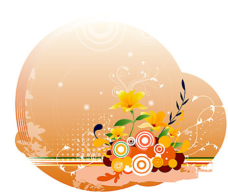 EPS 식물 문양 꽃 실루엣 백그라운드 무늬 꽃백그라운드 일러스트 자연 사람없음 노란색 원형 퓨전 팝아트 국내일러스트 도형 컬러 촬영기법 그림 생태계 파일형식 벡터
