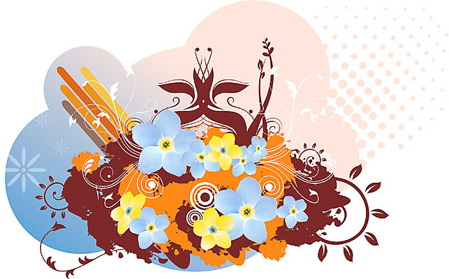 EPS 식물 문양 줄기 백그라운드 무늬 꽃백그라운드 일러스트 자연 사람없음 퓨전 팝아트 물망초 국내일러스트 꽃 그림 생태계 파일형식 벡터