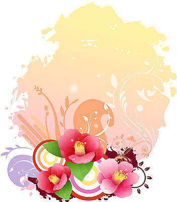 EPS 식물 문양 꽃 실루엣 줄기 백그라운드 무늬 꽃백그라운드 일러스트 자연 사람없음 빨간색 퓨전 팝아트 동백 국내일러스트 컬러 촬영기법 그림 생태계 파일형식 벡터