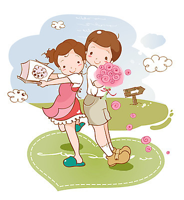 EPS 커플 여자 남자 어린이 꽃다발 일러스트 상상 사랑 사람 소녀 소년 10대 케이크 어린이상상 십대만 동심 국내일러스트 꽃 감정 관계 청소년 디저트 파일형식 벡터