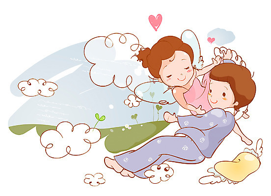 EPS 구름 여자 남자 어린이 날개 일러스트 베개 상상 천사 요정 사람 소녀 소년 두명 10대 판타지 새싹 꿈 하트 비행 어린이상상 십대만 동심 국내일러스트 자연요소 모양 식물 침구 청소년 파일형식 벡터