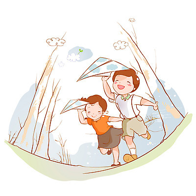 EPS 나무 구름 여자 남자 어린이 일러스트 상상 사람 소녀 소년 두명 10대 달리기 새싹 숲 종이비행기 어린이상상 자작나무 십대만 동심 국내일러스트 자연요소 식물 모션 청소년 종이접기 파일형식 벡터