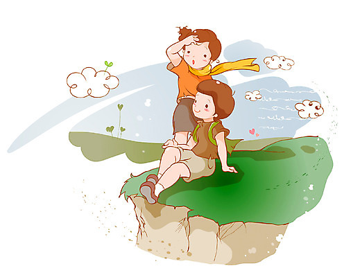 EPS 주간 구름 여자 남자 여유 어린이 일러스트 상상 바람 휴식 사람 소녀 소년 야외 두명 10대 새싹 절벽 도전 하트 언덕 어린이상상 십대만 동심 국내일러스트 자연요소 모양 식물 감정 컨셉 청소년 날씨 파일형식 벡터