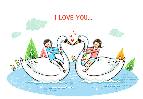 EPS 주간 나무 구름 문자 커플 알파벳 영어 여자 남자 호수 물결 일러스트 사랑 사람 야외 두명 귀여움 하트 백조 러브스토리 사랑이야기 국내일러스트 자연요소 모양 식물 감정 컨셉 관계 조류 이야기 스토리 파일형식 벡터