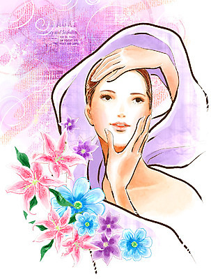 PSD 웰빙 여자 꽃 꽃백그라운드 일러스트 페인터 휴식 한명 사람 20대 성인 화장 뷰티 유행 스카프 마사지 화사함 경락마사지 여자만 여자한명만 성인여자만 청년만 청년여자만 성인한명만 청년여자한명만 성인여자한명만 성인만 국내일러스트 식물 1 백그라운드 컨셉 페인팅 청년 목도리 파일형식