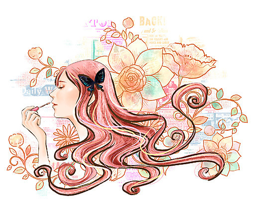 PSD 긴머리 웰빙 여자 꽃 나비 꽃백그라운드 일러스트 페인터 휴식 한명 사람 20대 성인 장식 화장 뷰티 유행 립글로스 화사함 여자만 여자한명만 성인여자만 청년만 청년여자만 성인한명만 청년여자한명만 성인여자한명만 성인만 국내일러스트 식물 1 헤어스타일 곤충 백그라운드 컨셉 페인팅 청년 화장품 파일형식