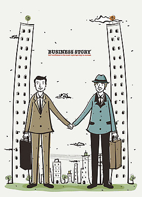 EPS 외국인 구름 문자 알파벳 영어 남자 서류가방 가방 일러스트 비즈니스 협력 협상 사람 풍경 정장 빌딩 두명 건물 도시 직장인 비즈니스맨 바이어 남자만 국내일러스트 자연요소 직업 건축물 잡화 옷 인종 무역 파일형식 벡터