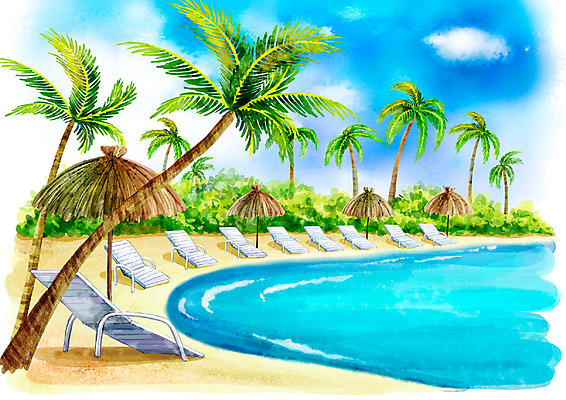 주간 PSD 나무 식물 사계절 계절 모래 바다 백그라운드 일러스트 자연 페인터 수채화 풍경 해변 사람없음 야외 여름 모래사장 야자수 여름풍경 파라솔 선탠 숲 시원함 선베드 야외의자 국내일러스트 자연요소 의자 페인팅 생태계 파일형식 여름_계절