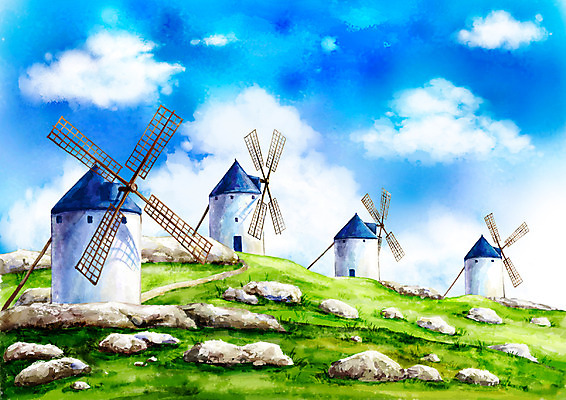 주간 PSD 나무 식물 구름 시설물 건축물 사계절 계절 공공시설 현대건축 건축 길 백그라운드 일러스트 자연 페인터 하늘 수채화 풍경 잔디 사람없음 야외 건물 여름 여름풍경 풍차 돌_바위 바위 풀 시원함 언덕 풍력발전소 국내일러스트 자연요소 페인팅 발전소 풍력에너지 시설 생태계 파일형식 여름_계절