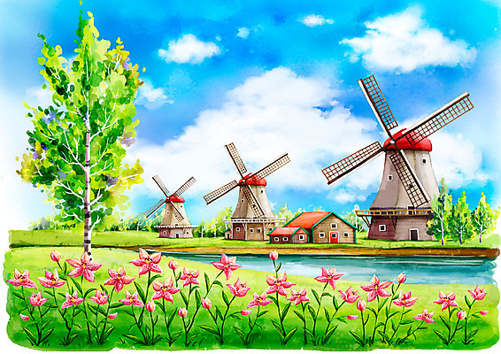 주간 PSD 나무 식물 구름 시설물 건축물 사계절 계절 공공시설 현대건축 건축 꽃 호수 백그라운드 일러스트 자연 페인터 하늘 수채화 주택 풍경 초원 사람없음 야외 건물 여름 강 농가 여름풍경 풍차 개울 숲 시원함 언덕 풍력발전소 국내일러스트 자연요소 페인팅 농장 발전소 풍력에너지 시설 생태계 파일형식 여름_계절