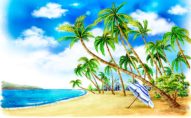 주간 PSD 나무 식물 구름 사계절 계절 모래 파도 바다 섬 백그라운드 일러스트 자연 페인터 하늘 휴식 수채화 풍경 해변 사람없음 야외 여름 모래사장 야자수 여름풍경 파라솔 시원함 국내일러스트 자연요소 컨셉 페인팅 생태계 파일형식 여름_계절