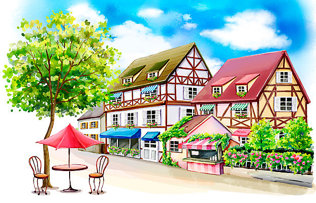 주간 PSD 나무 식물 구름 건축물 사계절 계절 꽃 길 백그라운드 의자 일러스트 자연 페인터 탁자 하늘 수채화 거리 풍경 사람없음 야외 건물 여름 장미 마을 상점 여름풍경 파라솔 시원함 국내일러스트 자연요소 건축 가구 페인팅 생태계 파일형식 여름_계절