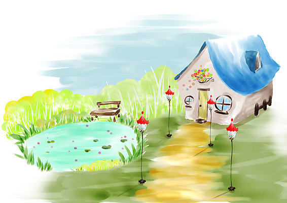 PSD 계절 공공시설 길 백그라운드 가로등 벤치 의자 일러스트 자연 페인터 붓터치 조명 수채화 주택 풍경 사람없음 야외 건물 봄풍경 봄 연못 풀 숲 그림 수제그림 봄배경 국내일러스트 식물 건축물 가구 페인팅 시설 생태계 파일형식