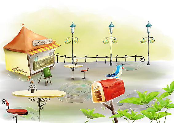 PSD 식물 동물 계절 공원 공공시설 화분 백그라운드 가로등 의자 일러스트 자연 페인터 탁자 조류 붓터치 조명 수채화 알림판 풍경 사람없음 야외 울타리 상점 봄풍경 봄 카페 우체통 그림 수제그림 매점 상업시설 봄배경 국내일러스트 가구 페인팅 담장 시설 생태계 상업 파일형식