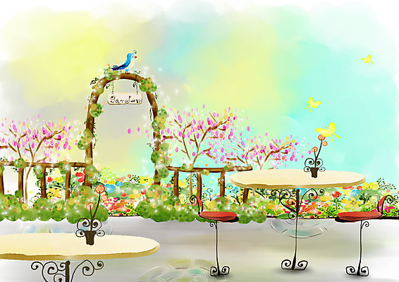 PSD 나무 식물 동물 계절 공원 공공시설 꽃 화분 가구 나비 곤충 백그라운드 의자 일러스트 봄꽃 자연 페인터 탁자 조류 붓터치 수채화 꽃나무 풍경 사람없음 야외 울타리 정원 봄풍경 봄 그림 수제그림 봄배경 국내일러스트 생활용품 페인팅 담장 시설 생태계 파일형식