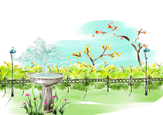 PSD 나무 식물 계절 공원 공공시설 꽃 백그라운드 가로등 일러스트 봄꽃 자연 페인터 붓터치 조명 수채화 꽃나무 풍경 사람없음 야외 울타리 봄풍경 봄 숲 분수 그림 분수대 수제그림 분수_분수대 봄배경 국내일러스트 페인팅 담장 시설 생태계 파일형식