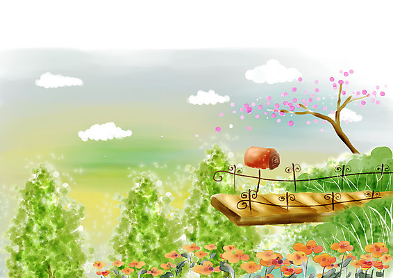 PSD 나무 식물 구름 계절 꽃 백그라운드 꽃밭 일러스트 봄꽃 난간 자연 페인터 하늘 붓터치 수채화 꽃나무 풍경 사람없음 야외 봄풍경 봄 우체통 그림 수제그림 가교 봄배경 국내일러스트 자연요소 건축물 페인팅 생태계 파일형식