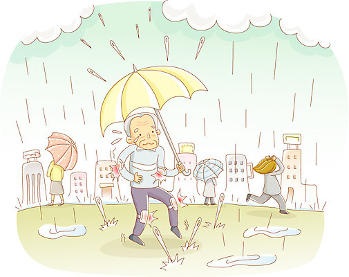 EPS 전신 구름 여자 할아버지 노년 남자 일러스트 우산 상상 날씨 거리 건강 서기 사람 빌딩 여러명 야외 건물 라이프 고통 도시 바늘 비 보행자 질병 빗방울 외출 무릎 찌르기 신경통 팔꿈치 노인만 성인만 국내일러스트 자연요소 건축물 감정 다수 의학 모션 성인 생활 신체부위 도구 비_날씨 팔 파일형식 벡터