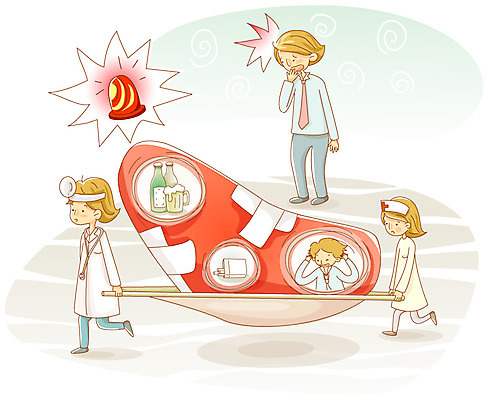 EPS 여자 남자 일러스트 상상 스트레스 흡연 담배 건강 경고 사람 라이프 세명 건강관리 놀람 간호사 의사 응급 반창고 운반 질병 위험 음주 간 충격 간질환 경고등 경보 과음 들것 사이렌 위급 응급상황 국내일러스트 감정 컨셉 의학 표정 관리 생활 의료진 긴급 의료용품 장기_의학 파일형식 벡터