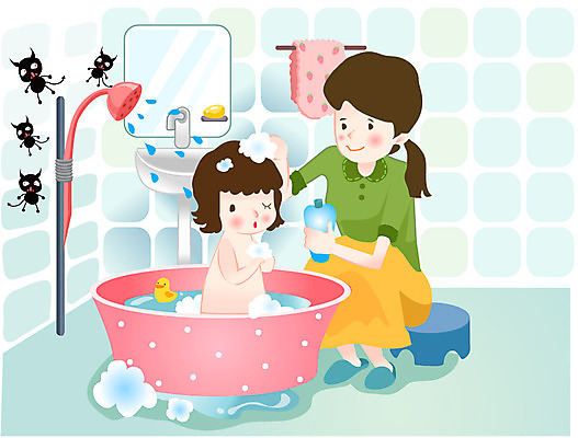 EPS 라이프스타일 여자 딸 어린이 일러스트 가족 엄마 건강 병아리 사람 소녀 두명 라이프 부모 수건 장난감 건강관리 목욕 청결 거품 거울 욕실 자녀 물방울 위생 씻기 타일 세면대 화장실 비누 샤워기 대야 비누거품 박테리아 대아 수건걸이 욕실의자 위생관리 여자만 씻겨주기 국내일러스트 의자 의학 관계 모션 조류 관리 생활 위생용품 파일형식 벡터