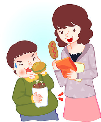 EPS 라이프스타일 여자 남자 아들 어린이 음식 일러스트 엄마 패스트푸드 건강 들기 사람 소년 두명 라이프 부모 건강관리 치킨 튀김 햄버거 자녀 인스턴트 비만 핫도그 욕심 폭식 가정교육 식습관 식욕 식탐 소아비만 국내일러스트 모자관계 교육 가족 모션 관리 생활 질병 몸매 닭고기요리 파일형식 벡터