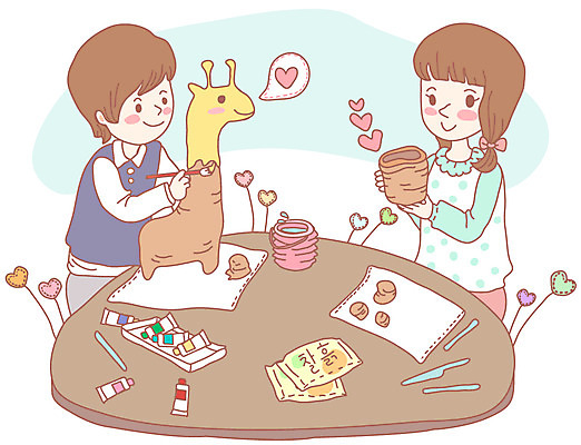 EPS 학생 여자 어린이교육 교육 남자 초등학생 어린이 일러스트 교과목 탁자 수업 미술 사람 소녀 소년 상반신 두명 스쿨라이프 물감 하트 붓 공예 물통 만들기 점토 미술교육 조각칼 공작시간 그림붓 어린이만 국내일러스트 모양 라이프스타일 가구 학교 모션 문화예술 취미 미술도구 칼 파일형식 벡터