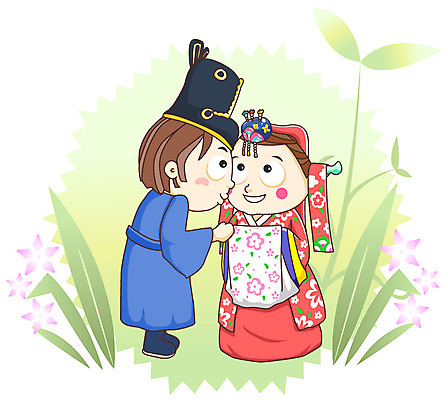 EPS 전신 식물 한국문화 한국전통 부부 커플 여자 남자 꽃 신부 한쌍 신랑 결혼 꽃무늬 일러스트 신혼부부 결혼식 키스 사랑 서기 사람 두명 풀 전통의상 한복 전통혼례 비녀 족두리 각시 댕기 새신랑 연지곤지 국내일러스트 동양문화 전통 감정 무늬 관계 모션 전통소품 한국 이벤트 전통의례 애정표현 신혼 파일형식 벡터 헤어액세사리