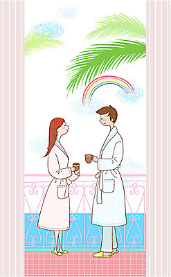 EPS 주간 나무 식물 구름 부부 커플 여자 남자 바다 여행 결혼 무지개 일러스트 난간 신혼부부 하늘 아침 휴가 잔 새출발 슬리퍼 사랑 사람 해변 두명 컵 야자수 신혼여행 발코니 가운 목욕가운 야자수잎 모닝커피 국내일러스트 자연요소 식기 옷 감정 커피 신발 잎 관계 새로움 이벤트 출발 신혼 파일형식 벡터