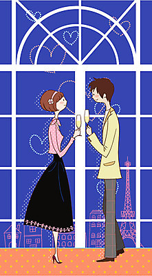 EPS 부부 커플 여자 남자 여행 결혼 야경 일러스트 창문 신혼부부 휴가 조명 잔 새출발 불꽃놀이 실내 사랑 사람 두명 건물 신혼여행 발코니 샴페인 에펠탑 창가 축배 국내일러스트 식기 건축물 감정 관계 놀이 새로움 주류 이벤트 내부 야간 출발 신혼 파리 랜드마크 파일형식 벡터 풍경_경치