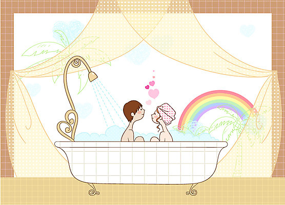 EPS 주간 나무 식물 부부 커플 여자 남자 여행 결혼 무지개 일러스트 신혼부부 호텔 휴가 새출발 욕조 실내 사랑 사람 두명 물 야자수 목욕 거품 신혼여행 커튼 샤워기 거품목욕 국내일러스트 자연요소 감정 관계 숙소 새로움 이벤트 내부 청결 출발 신혼 파일형식 벡터
