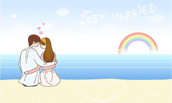 EPS 주간 구름 부부 커플 여자 남자 바다 여행 결혼 무지개 일러스트 신혼부부 포옹 하늘 휴가 조개 휴식 새출발 사랑 사람 해변 야외 두명 모래사장 신혼여행 국내일러스트 자연요소 감정 컨셉 관계 안기 어패류 새로움 이벤트 출발 신혼 파일형식 벡터