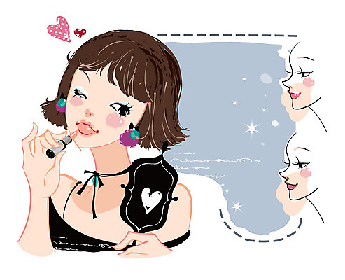 EPS 여자 일러스트 한명 사람 상반신 20대 성인 화장 뷰티 화장품 거울 립스틱 하트 립메이크업 여자만 여자한명만 성인여자만 청년만 청년여자만 성인한명만 청년여자한명만 성인여자한명만 성인만 국내일러스트 모양 1 청년 파일형식 벡터