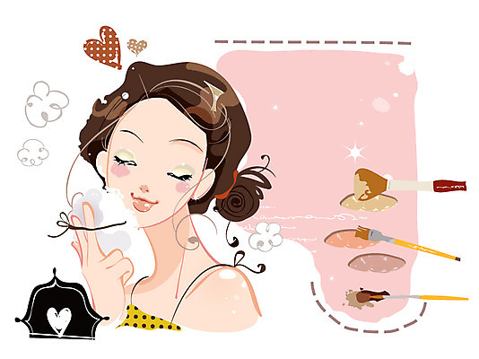 EPS 여자 컬러 일러스트 한명 사람 상반신 20대 성인 화장 뷰티 화장품 거울 화장용품 하트 붓 퍼프 여자만 여자한명만 성인여자만 청년만 청년여자만 성인한명만 청년여자한명만 성인여자한명만 성인만 국내일러스트 모양 1 청년 미용용품 파일형식 벡터