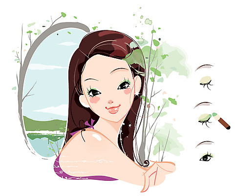 EPS 나무 식물 여자 컬러 일러스트 한명 사람 상반신 20대 성인 화장 뷰티 화장품 화장용품 붓 눈화장 아이섀도 아이메이크업 여자만 여자한명만 성인여자만 청년만 청년여자만 성인한명만 청년여자한명만 성인여자한명만 성인만 국내일러스트 1 청년 미용용품 파일형식 벡터