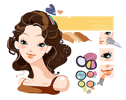 EPS 여자 컬러 일러스트 한명 사람 상반신 20대 성인 화장 뷰티 화장품 립스틱 화장용품 하트 붓 볼터치 입술 눈화장 아이섀도 립메이크업 여자만 여자한명만 성인여자만 청년만 청년여자만 성인한명만 청년여자한명만 성인여자한명만 성인만 국내일러스트 모양 1 청년 신체부위 미용용품 파일형식 벡터