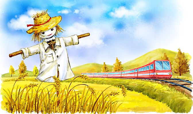 주간 PSD 나무 구름 사계절 계절 육상교통 백그라운드 일러스트 자연 페인터 하늘 산 논 풍경 사람없음 야외 가을풍경 농사 기찻길 기차 벼 가을 농촌 시골 밀짚모자 허수아비 철도의날 가을배경 국내일러스트 자연요소 식물 모자_잡화 교통수단 농업 페인팅 대중교통 곡류 생태계 파일형식 법정기념일 가을_계절