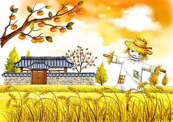 PSD 나무 식물 구름 사계절 계절 백그라운드 일러스트 자연 페인터 하늘 한옥 주택 논 감 기와집 풍경 사람없음 야외 담장 가을풍경 주황색 벼 가을 농촌 시골 감나무 밀짚모자 대문 허수아비 가을배경 국내일러스트 자연요소 모자_잡화 한국전통 컬러 고건축 농업 과일 페인팅 곡류 건물 문 생태계 파일형식 가을_계절