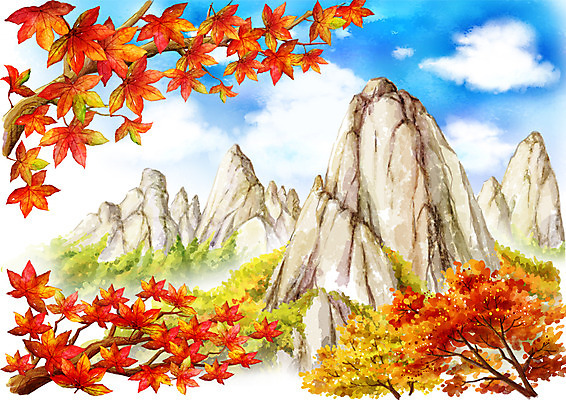 주간 PSD 나무 식물 구름 사계절 계절 백그라운드 단풍 일러스트 자연 페인터 하늘 단풍나무 바위산 산 풍경 사람없음 야외 가을풍경 가을 돌_바위 바위 나뭇가지 숲 가을배경 국내일러스트 자연요소 잎 페인팅 돌산 생태계 파일형식 가을_계절